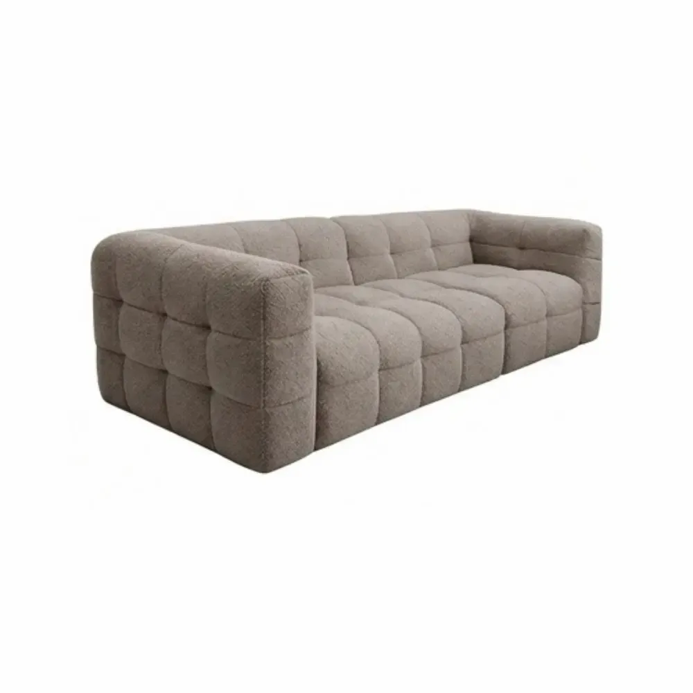 Sofas - ASTANA Bouclette Taupe Sofa - EMPREINTE DU TEMPS