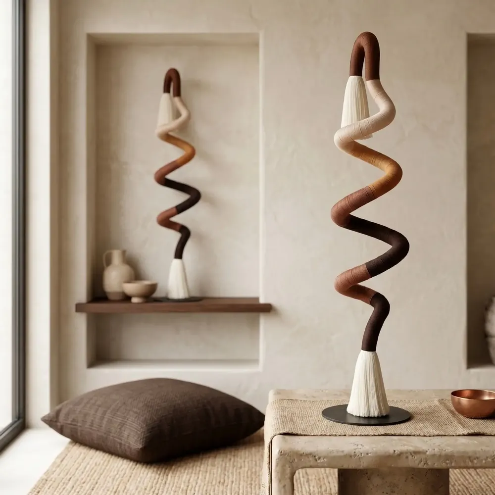 Decorative objects - Terrane Spiral: Handmade Sculptural Macrame Art Object - SARMAL DESIGN