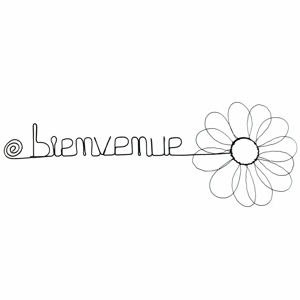 Other wall decoration - Daisy Flower - "Welcome" - Wire Wall Decor - BIJOUX DE MUR