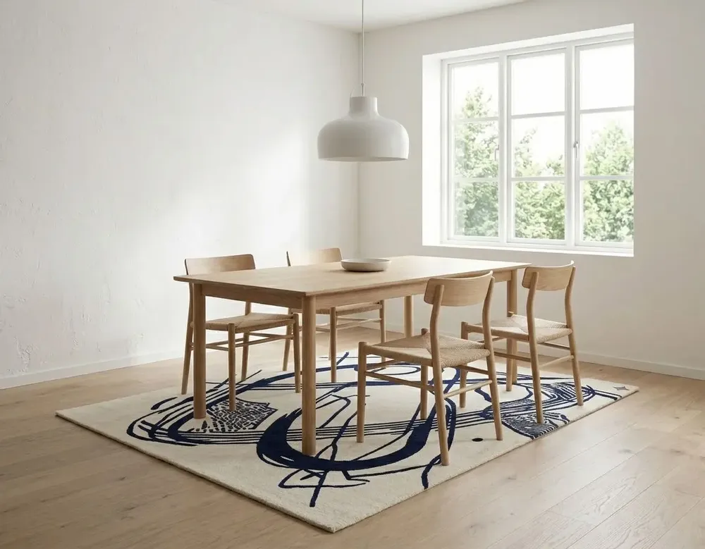 Contemporary carpets - Orbit of Expression Navy Blue Ivory Modern Handmade Area Rug - NUZRAT CARPET EMPORIOUM