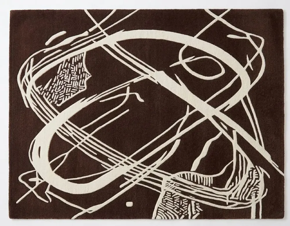 Contemporary carpets - Orbit of Expression Dark Brown Ivory Modern Handmade Area Rug - NUZRAT CARPET EMPORIOUM