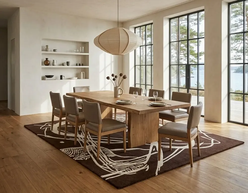 Contemporary carpets - Orbit of Expression Dark Brown Ivory Modern Handmade Area Rug - NUZRAT CARPET EMPORIOUM
