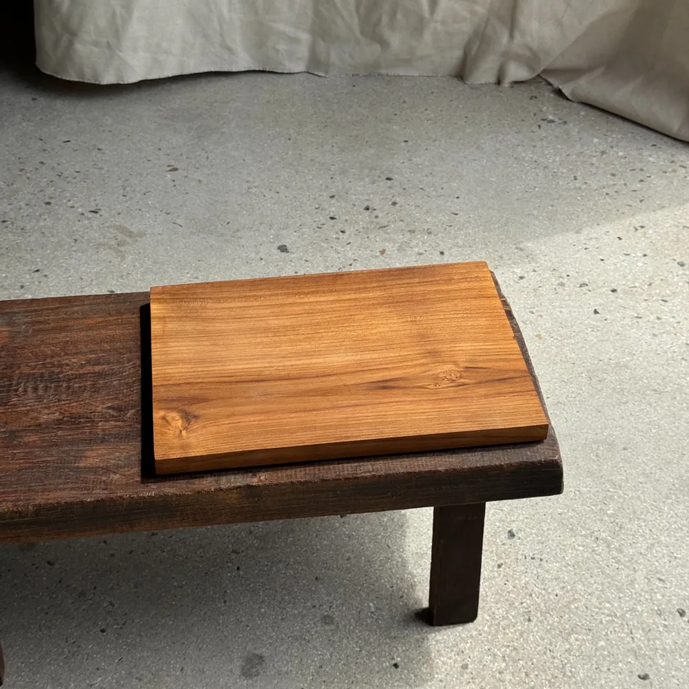 Trays - Rectangular solid teak tray with carved edges 33x24 - OFFICE OBJETS