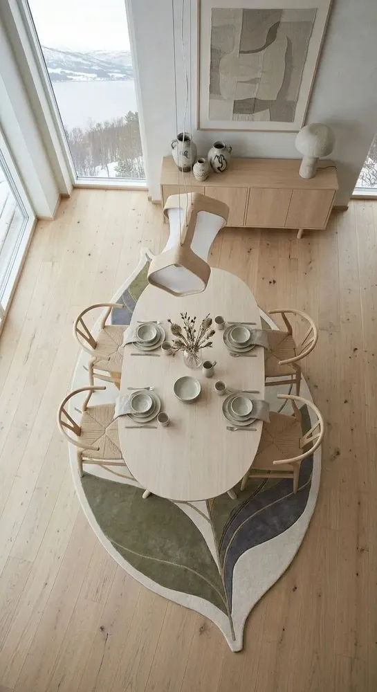 Contemporary carpets - Modern Botanica Leaf Rug — Sage Harvest Area Rug - NUZRAT CARPET EMPORIOUM