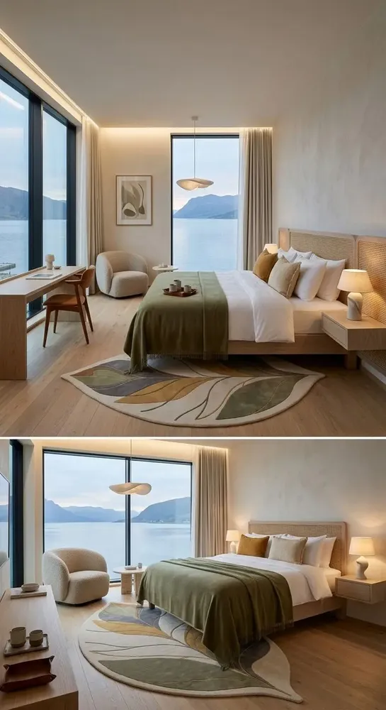 Contemporary carpets - Modern Botanica Leaf Rug — Sage Harvest Area Rug - NUZRAT CARPET EMPORIOUM