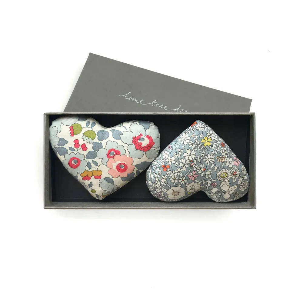 Home fragrances - Box of 2 Cotton Lavender Hearts - Love Heart - LIME TREE DESIGN