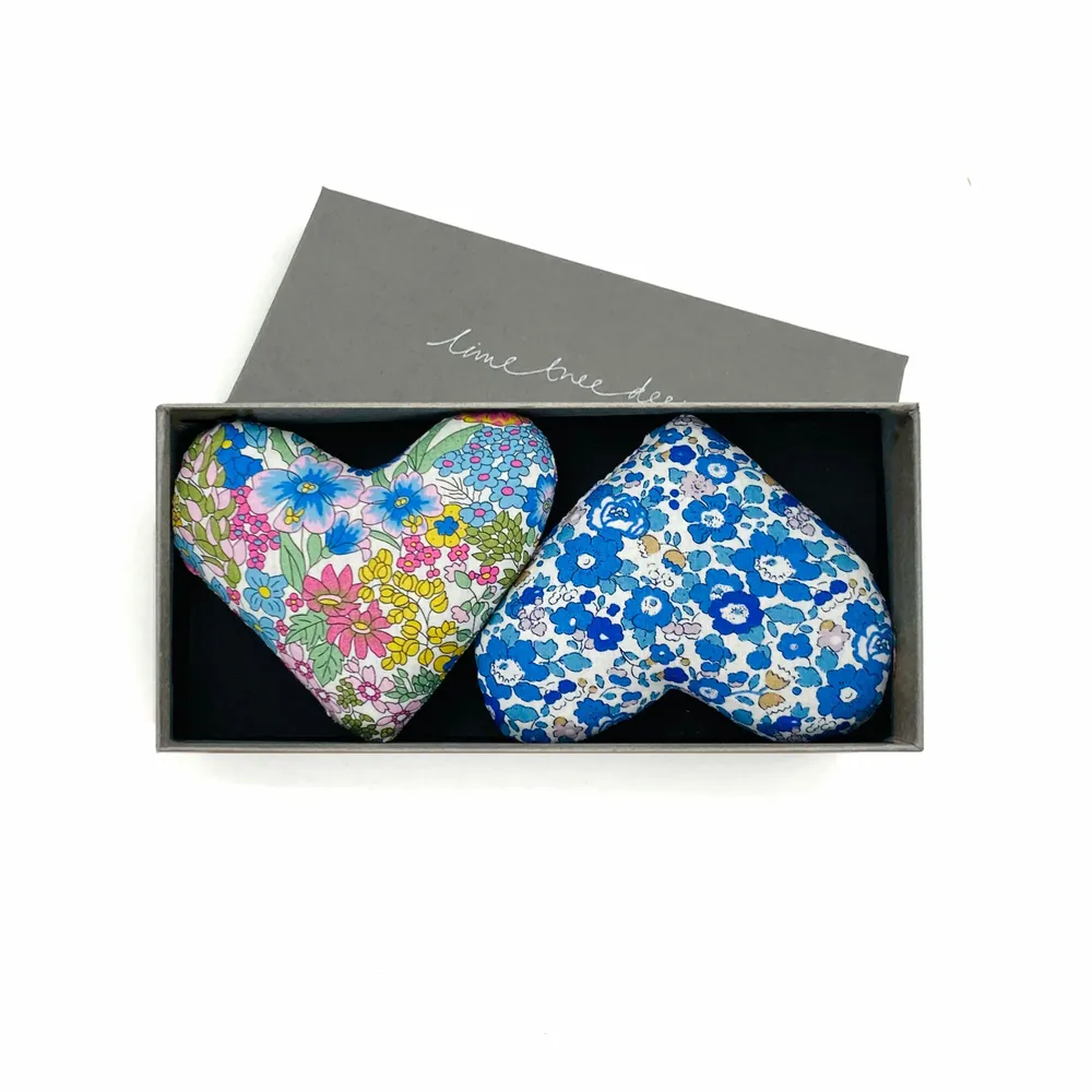 Home fragrances - Box of 2 Cotton Lavender Hearts - Jack & Jill - LIME TREE DESIGN