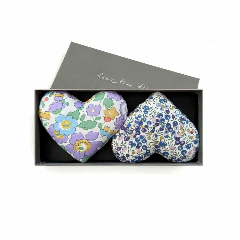 Home fragrances - Box of 2 Cotton Lavender Hearts - Lavender Ladies - LIME TREE DESIGN