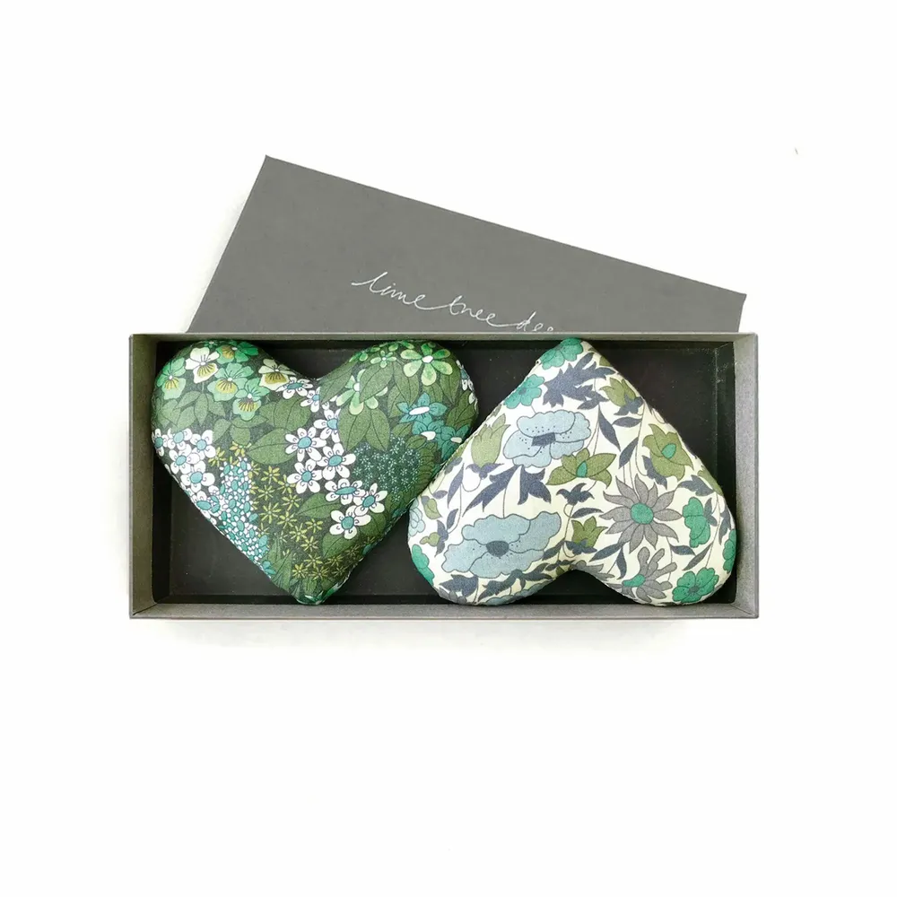 Home fragrances - Box of 2 Cotton Lavender Hearts - Kiss Me Kate - LIME TREE DESIGN