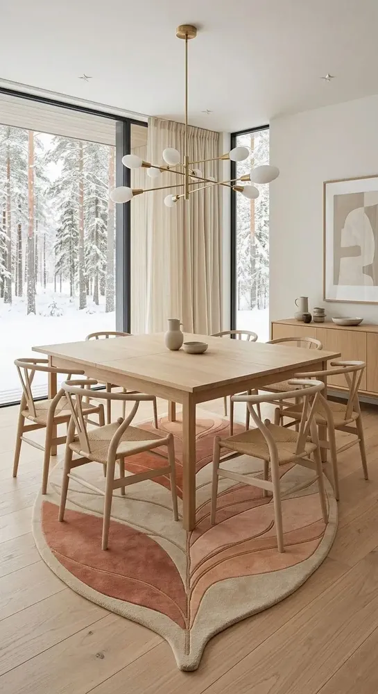 Contemporary carpets - Modern Botanica Leaf Rug — Desert sand Area Rug - NUZRAT CARPET EMPORIOUM
