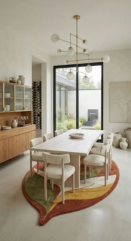 Contemporary carpets - Modern Botanica Leaf Rug — Earthen Harvest Area Rug - NUZRAT CARPET EMPORIOUM