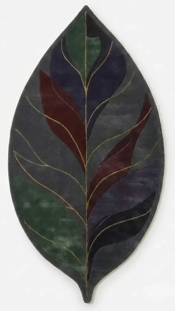 Contemporary carpets - Modern Botanica Leaf Rug — Midnight Forest Area Rug - NUZRAT CARPET EMPORIOUM