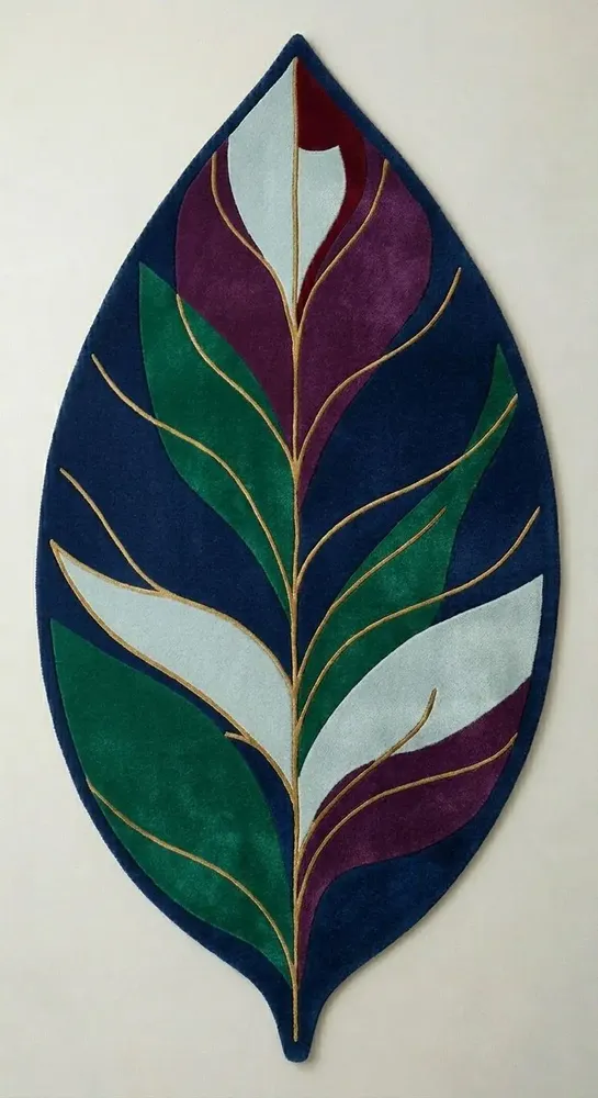 Contemporary carpets - Modern Botanica Leaf Rug — Royal Verdant Area Rug - NUZRAT CARPET EMPORIOUM
