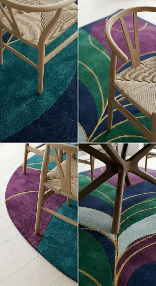 Contemporary carpets - Modern Botanica Leaf Rug — Royal Verdant Area Rug - NUZRAT CARPET EMPORIOUM