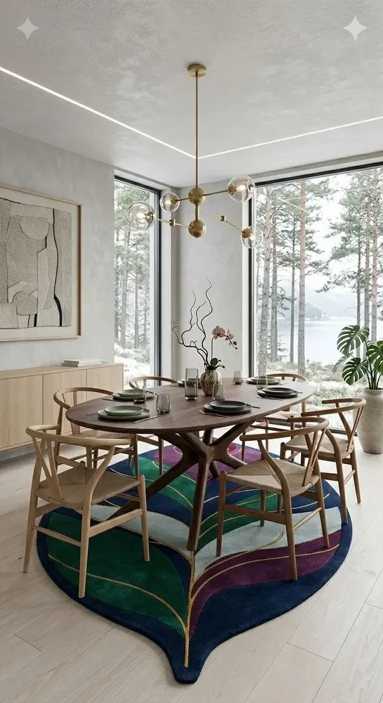 Contemporary carpets - Modern Botanica Leaf Rug — Royal Verdant Area Rug - NUZRAT CARPET EMPORIOUM