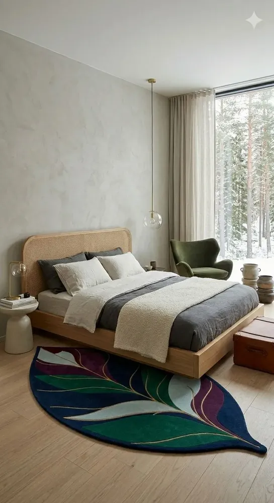 Contemporary carpets - Modern Botanica Leaf Rug — Royal Verdant Area Rug - NUZRAT CARPET EMPORIOUM
