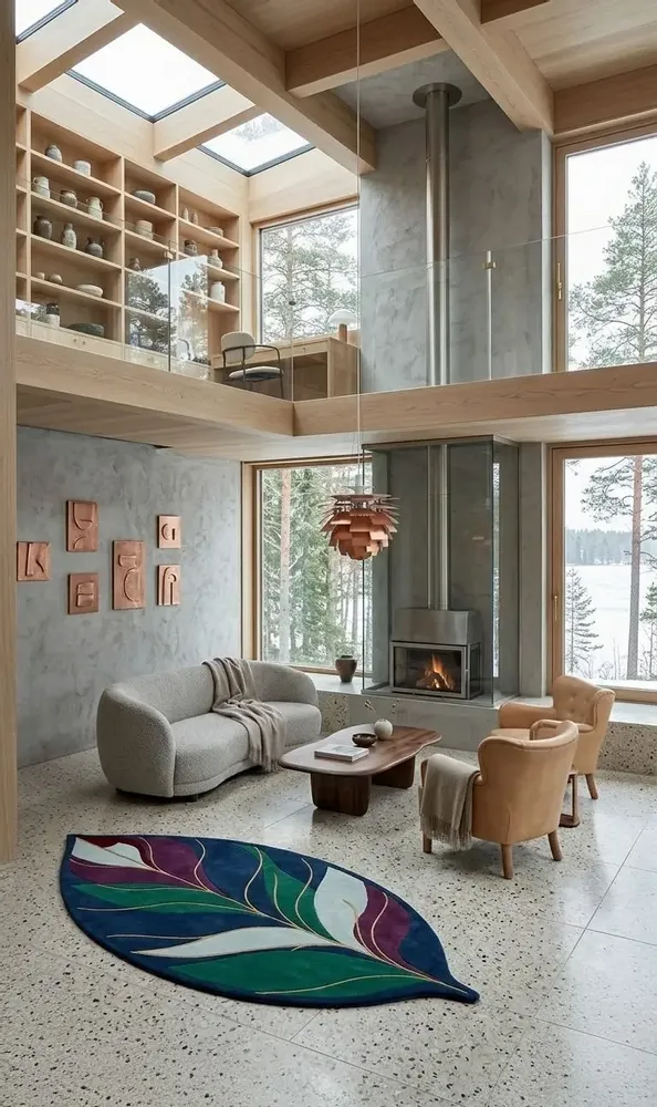Contemporary carpets - Modern Botanica Leaf Rug — Royal Verdant Area Rug - NUZRAT CARPET EMPORIOUM