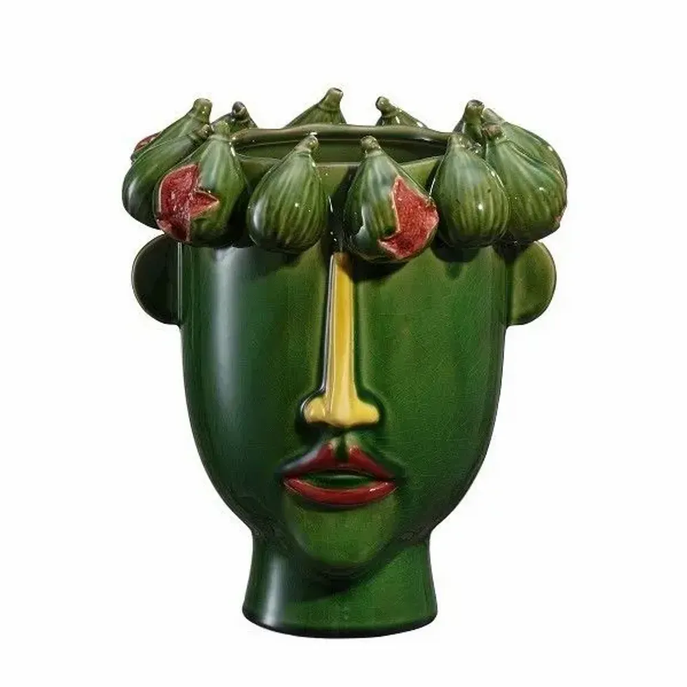 Vases - VASE VISAGE CERAMIQUE VERT 'FIG' - FANCY