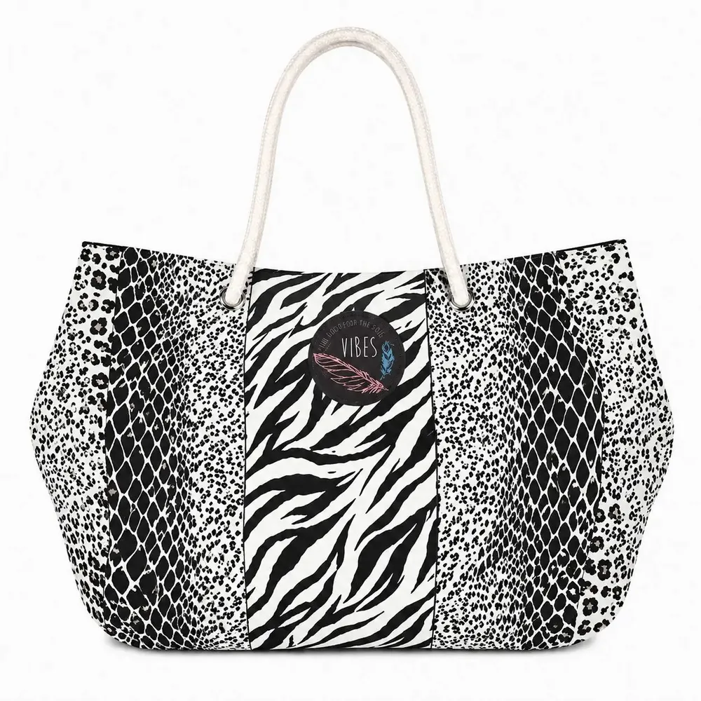Sacs et cabas - Beach Bag Big Animalier Black&White - BEACH VIBES