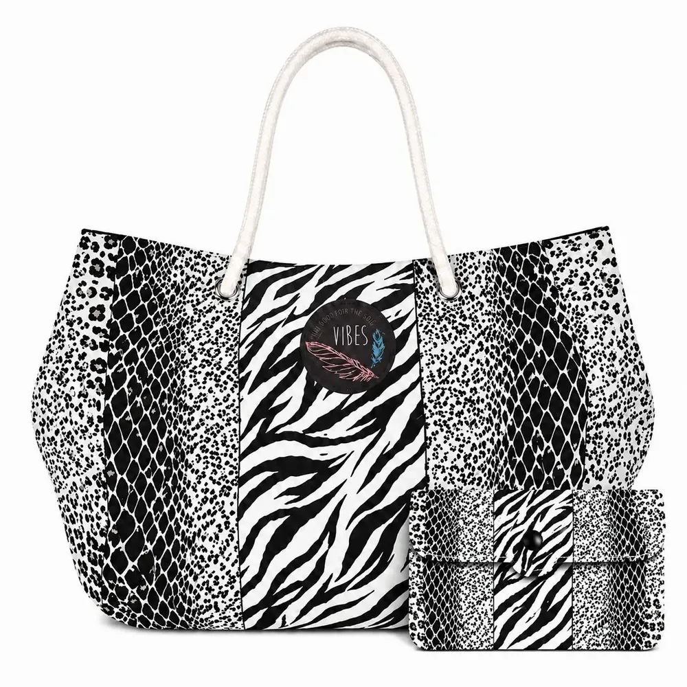 Sacs et cabas - Beach Bag Big Animalier Black&White - BEACH VIBES