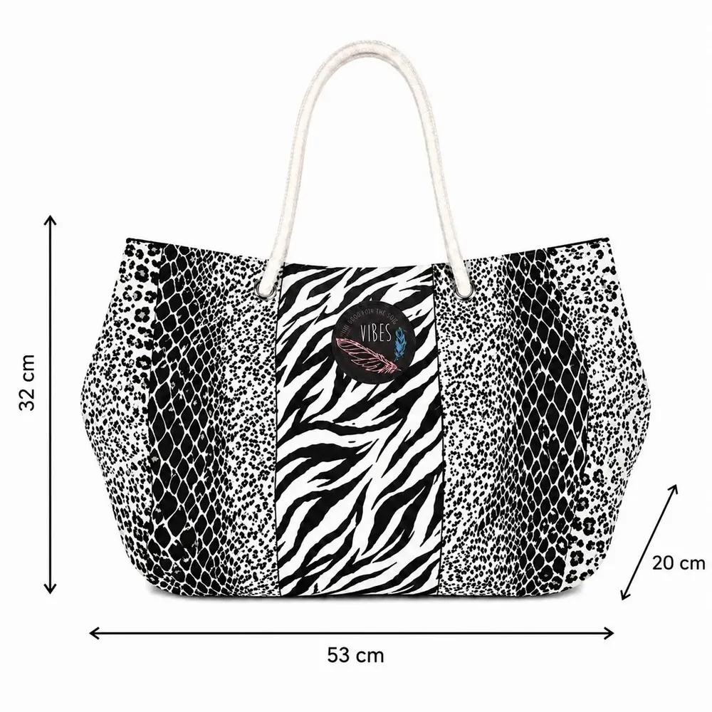 Sacs et cabas - Beach Bag Big Animalier Black&White - BEACH VIBES