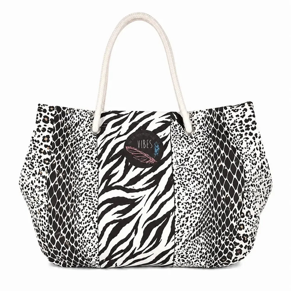Sacs et cabas - Beach Bag Medium Animalier Black&White - BEACH VIBES