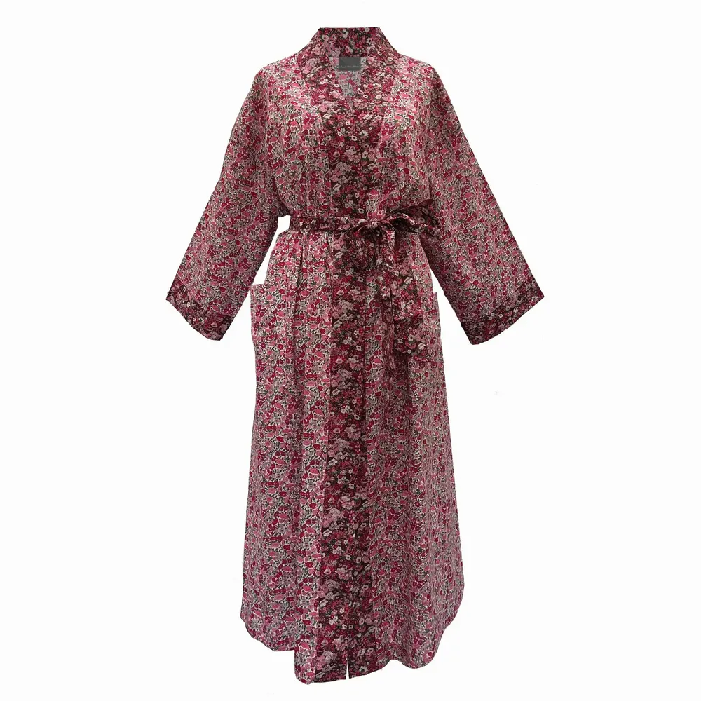 Vêtements de nuit - Peignoir kimono long Poppy Forest, fabriqué en tissu Liberty - LIME TREE DESIGN