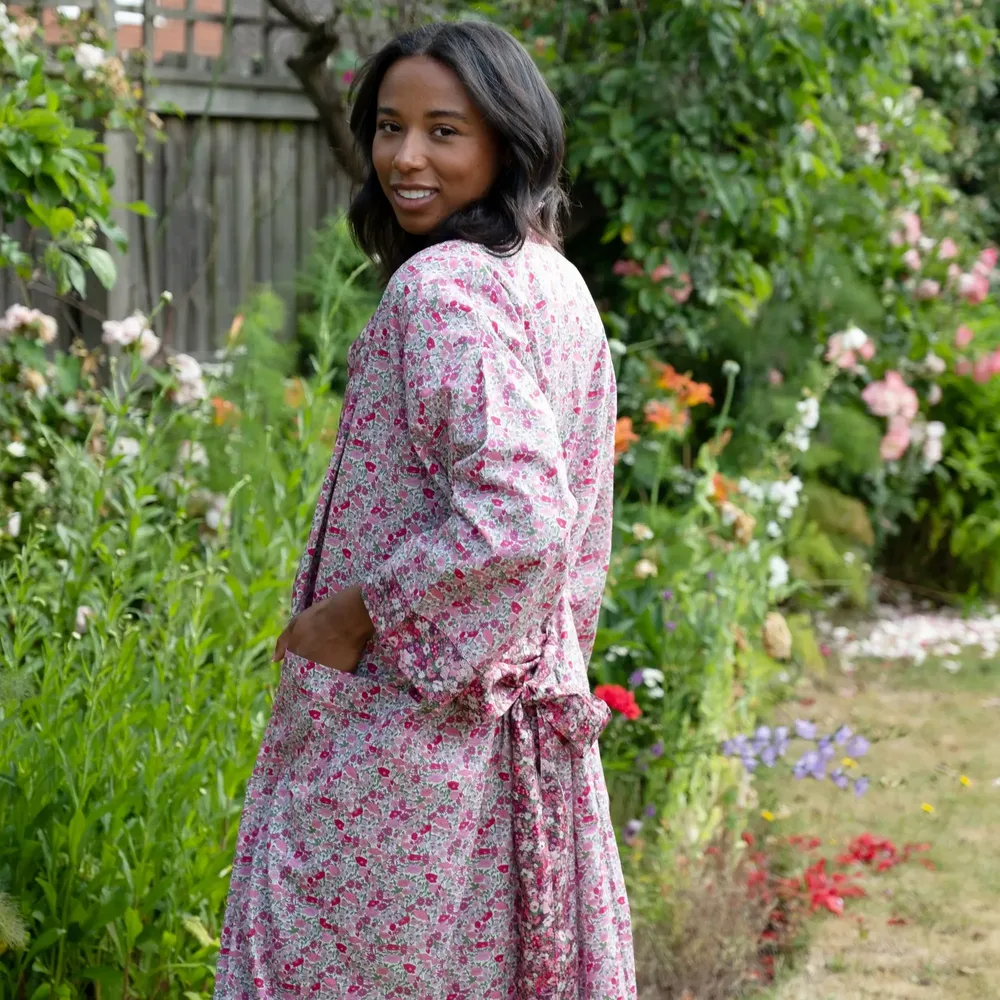 Vêtements de nuit - Peignoir kimono long Poppy Forest, fabriqué en tissu Liberty - LIME TREE DESIGN