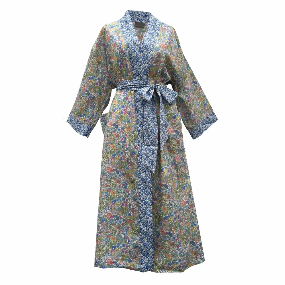 Sleepwear - Long Kimono Robe Margaret Annie Pastel - Made with Liberty Fabric - LIME TREE DESIGN