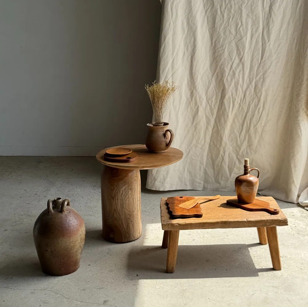 Platter and bowls - Rectangular solid teak board with wavy openwork edges 37x17 - OFFICE OBJETS