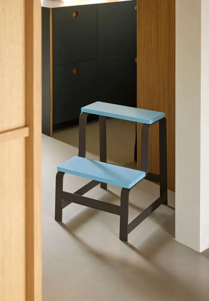 Tabourets - Step Tabouret Bleu/Marron - HÜBSCH