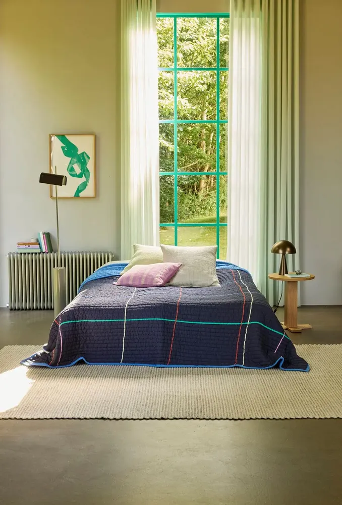 Throw blankets - Sen Bedspread Dark blue - HÜBSCH