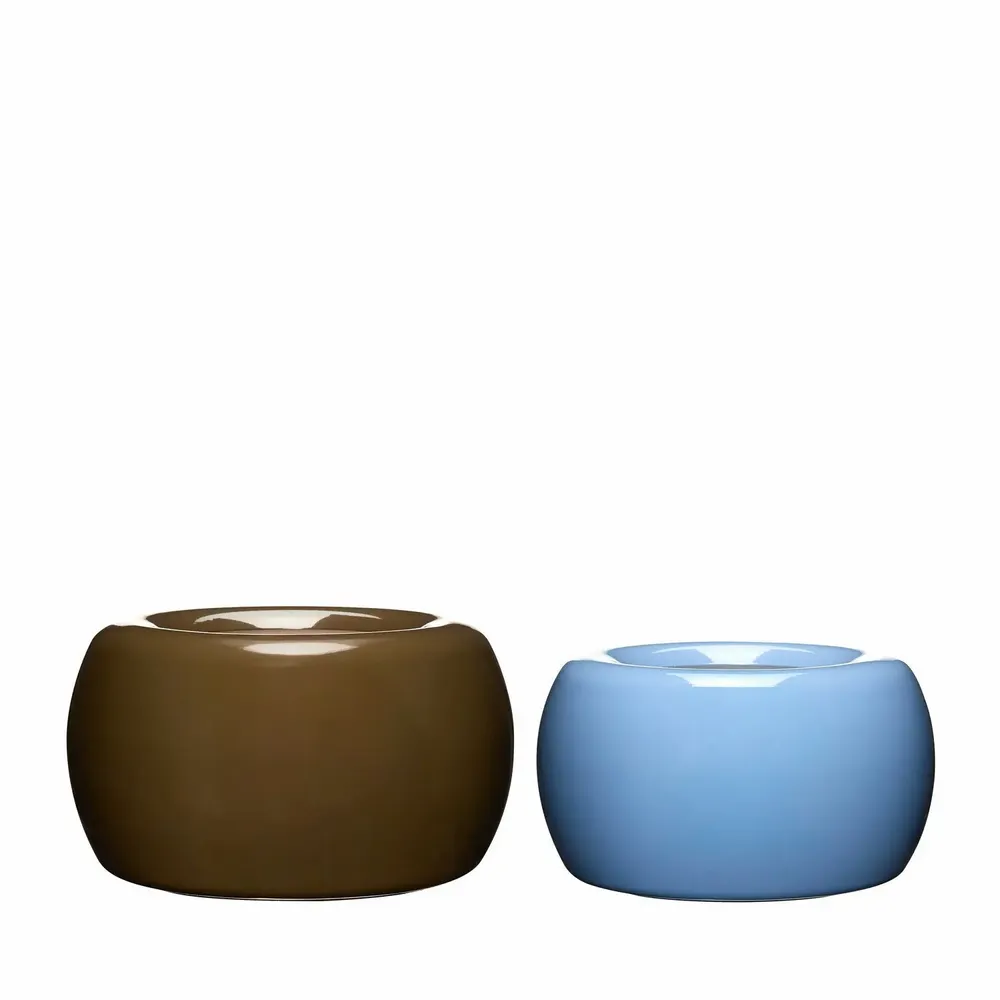 Pottery - Maru Pots Small Blue/Brown (set of 2) - HÜBSCH