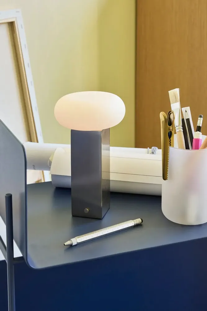 Wireless lamps - Low Portable Lamp Nickel - HÜBSCH