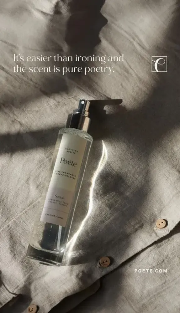 Parfums pour soi et eaux de toilette - Poète Clothing Spritz™ - 100 ml - Spray Défroissant de Parfumerie Fine - POÈTE