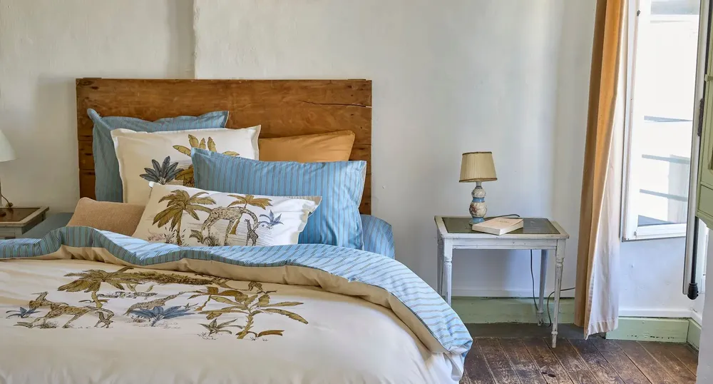 Linge de lit - PARURE DE LIT IMPRIMÉE EN PERCALE DE COTON OASIS - SYLVIE THIRIEZ
