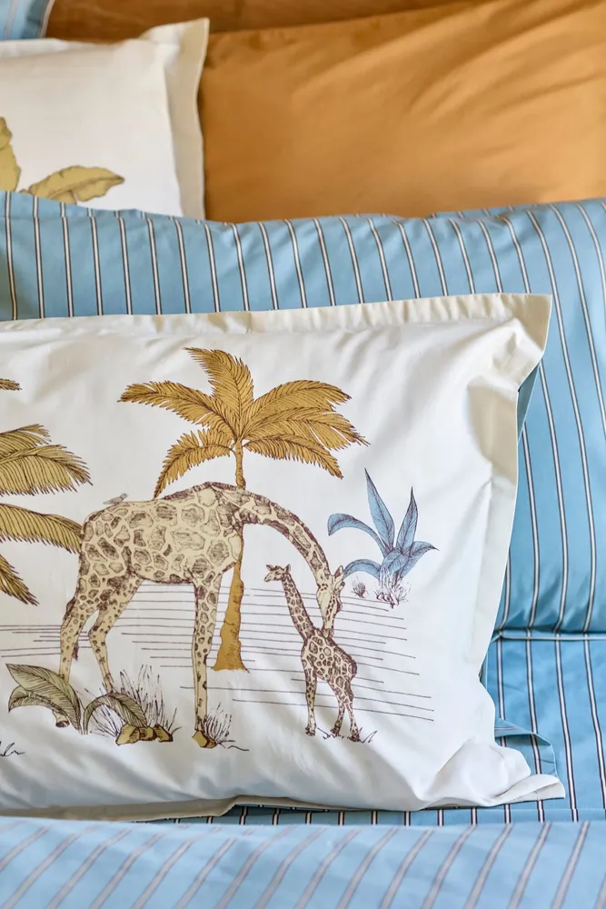 Linge de lit - PARURE DE LIT IMPRIMÉE EN PERCALE DE COTON OASIS - SYLVIE THIRIEZ