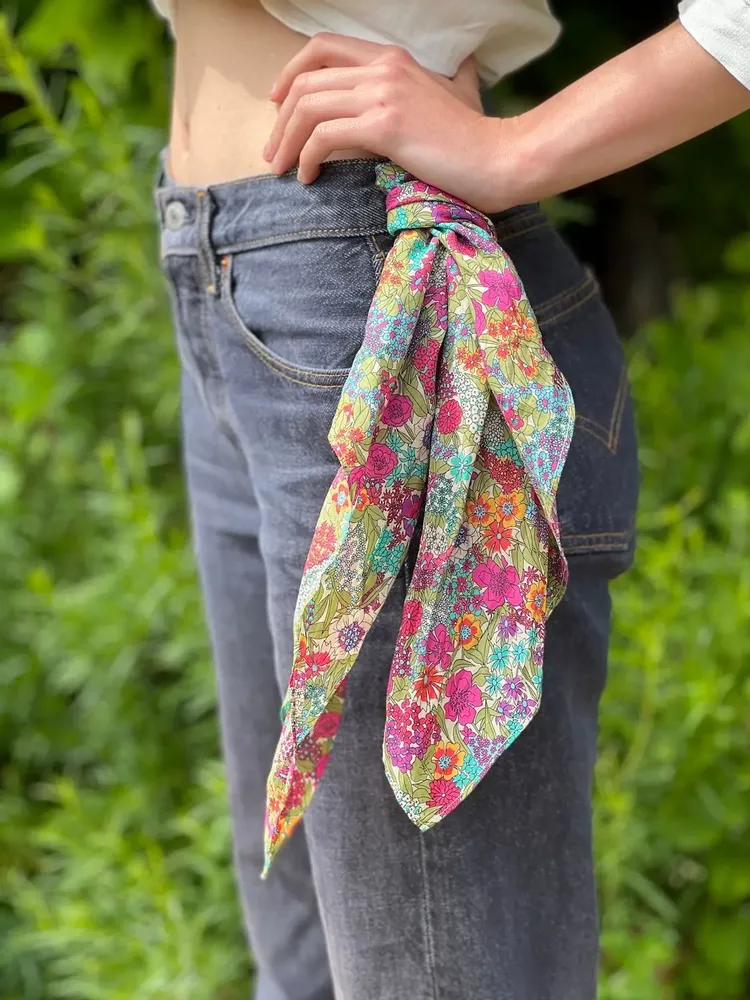 Scarves - Cotton Square Bandana Scarf: Made from Liberty Fabric Ciara Lime - LIME TREE DESIGN