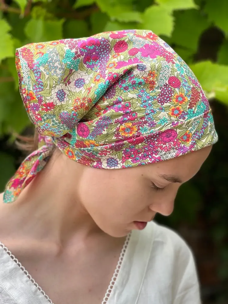 Scarves - Cotton Square Bandana Scarf: Made from Liberty Fabric Ciara Lime - LIME TREE DESIGN