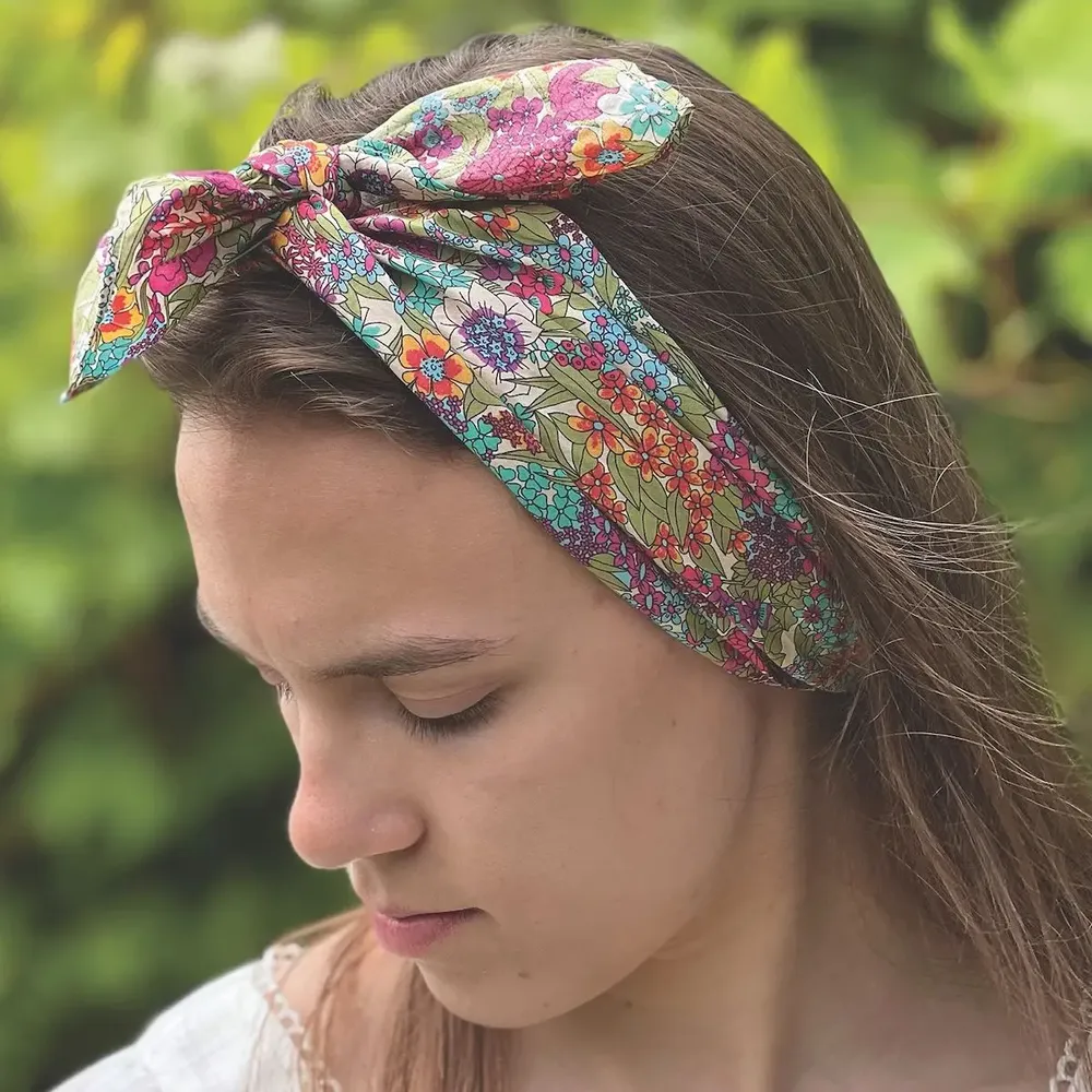 Scarves - Cotton Square Bandana Scarf: Made from Liberty Fabric Ciara Lime - LIME TREE DESIGN