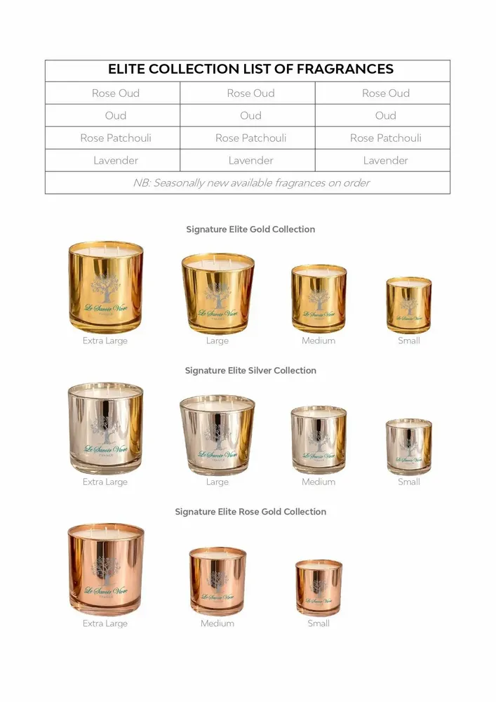 Bougies - signature Elite  GOLD  large - LE SAVOIR VIVRE FRANCE