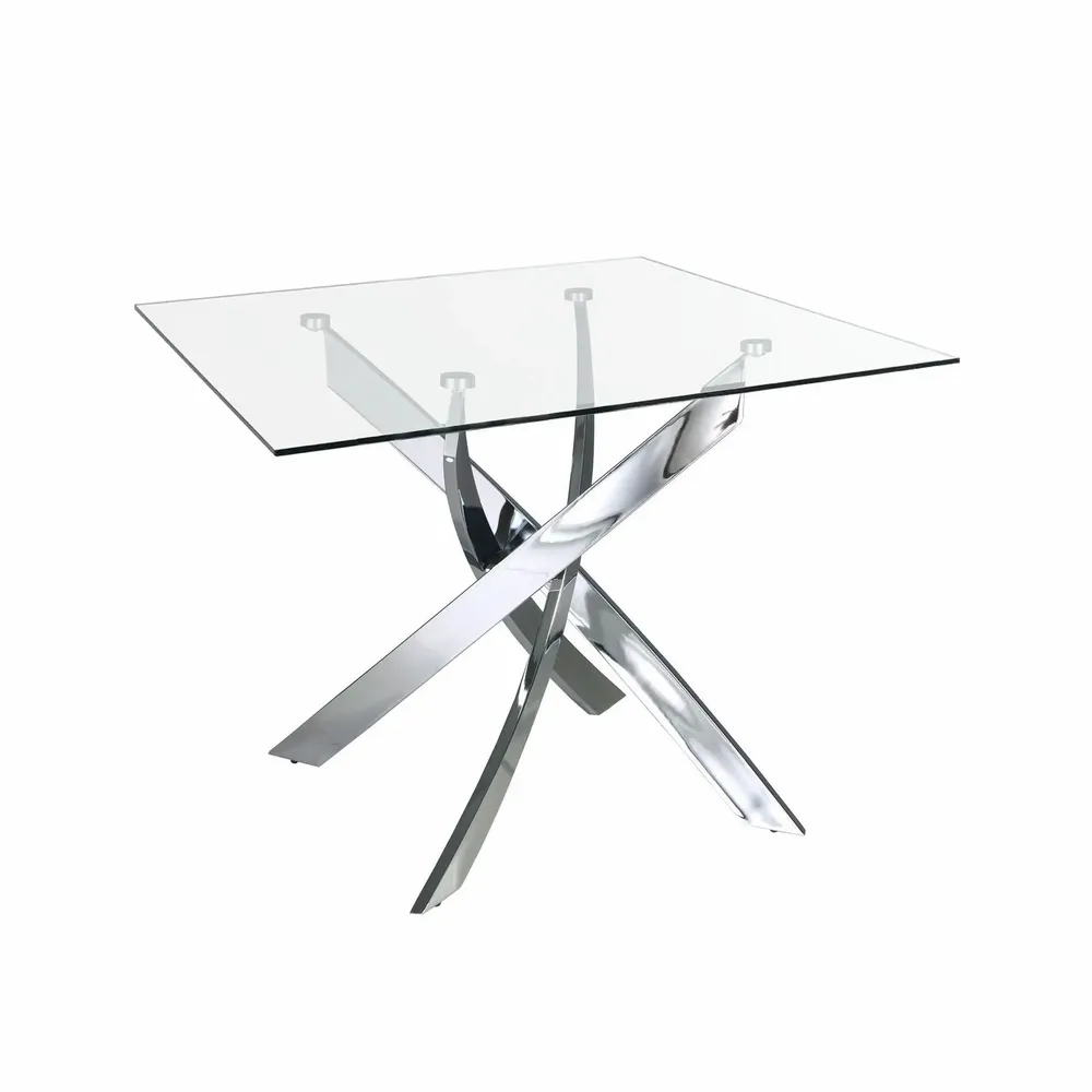 Dining Tables - Square tempered glass and chrome steel dining table - ANGEL CERDÁ