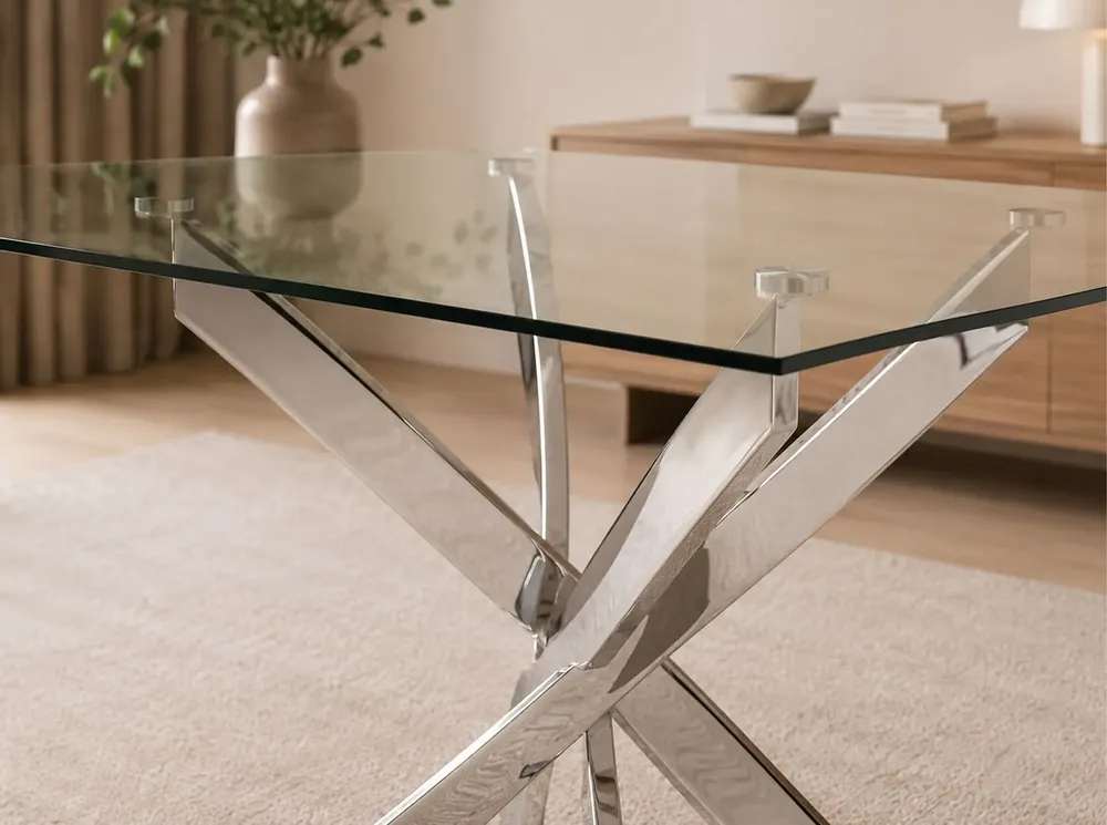 Dining Tables - Square tempered glass and chrome steel dining table - ANGEL CERDÁ