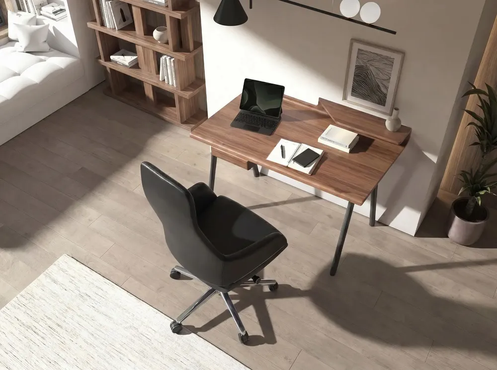 Bureaux - Bureau en noyer et fibre de verre couleur gris foncé métal - ANGEL CERDÁ