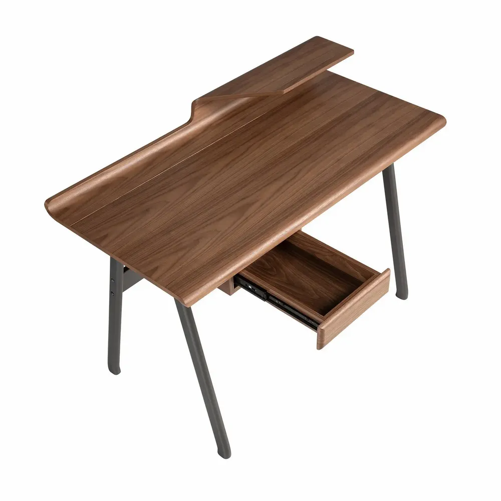 Bureaux - Bureau en noyer et fibre de verre couleur gris foncé métal - ANGEL CERDÁ