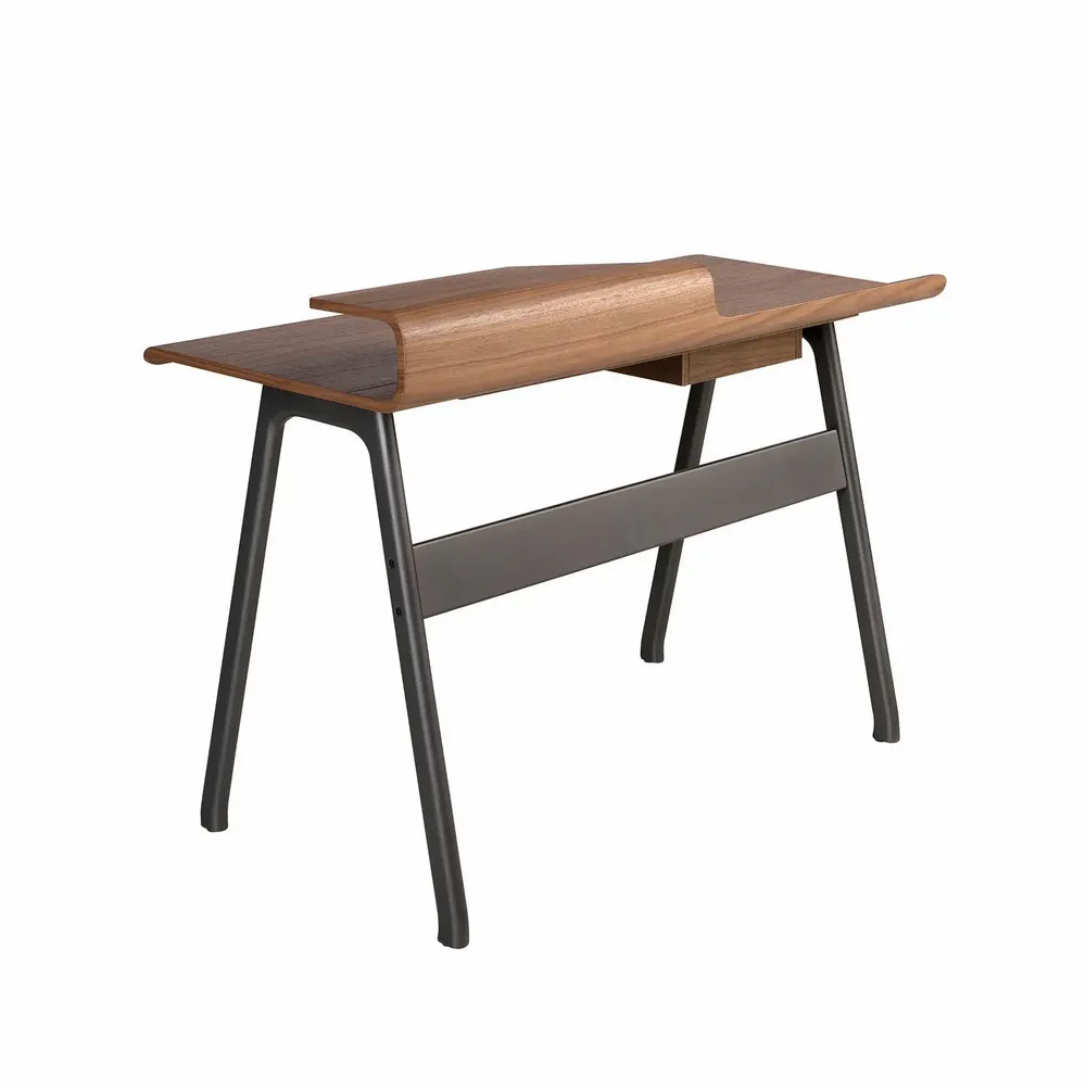 Bureaux - Bureau en noyer et fibre de verre couleur gris foncé métal - ANGEL CERDÁ