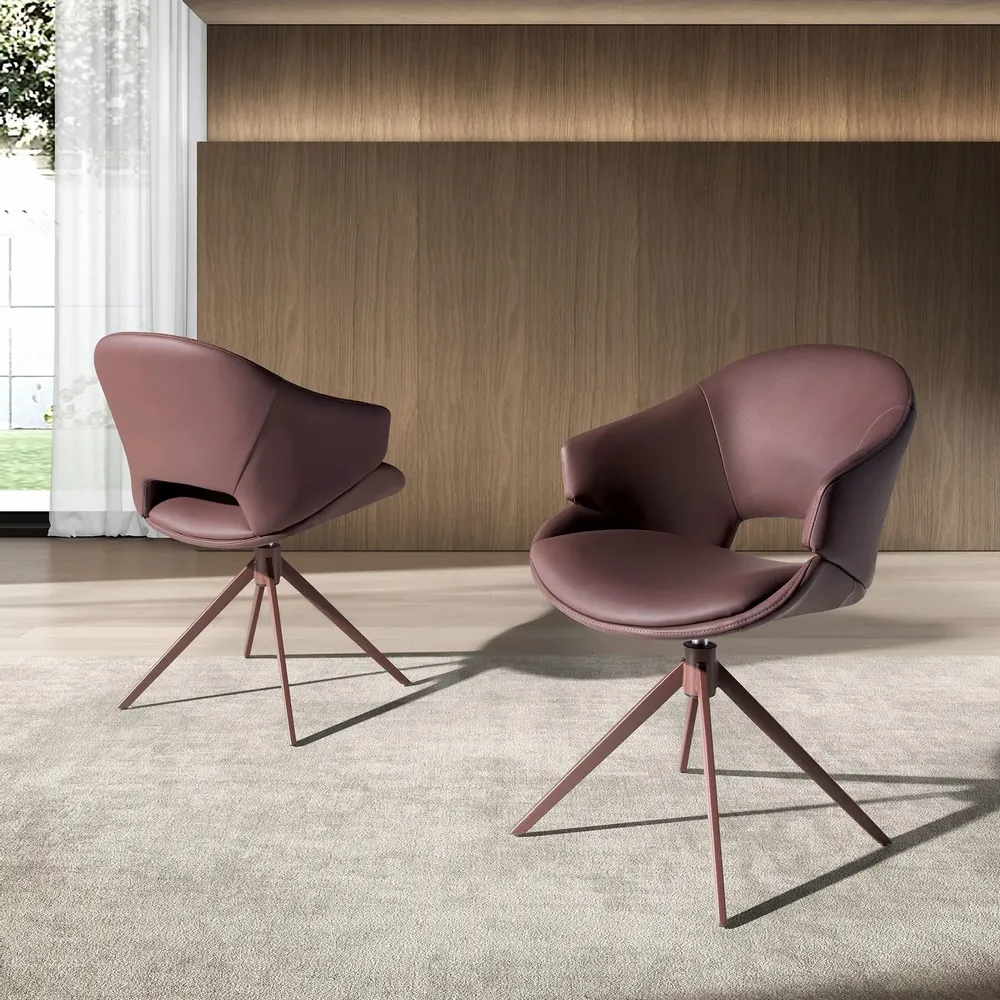 Chaises - Chaise pivotante en similicuir marron cuivré - ANGEL CERDÁ