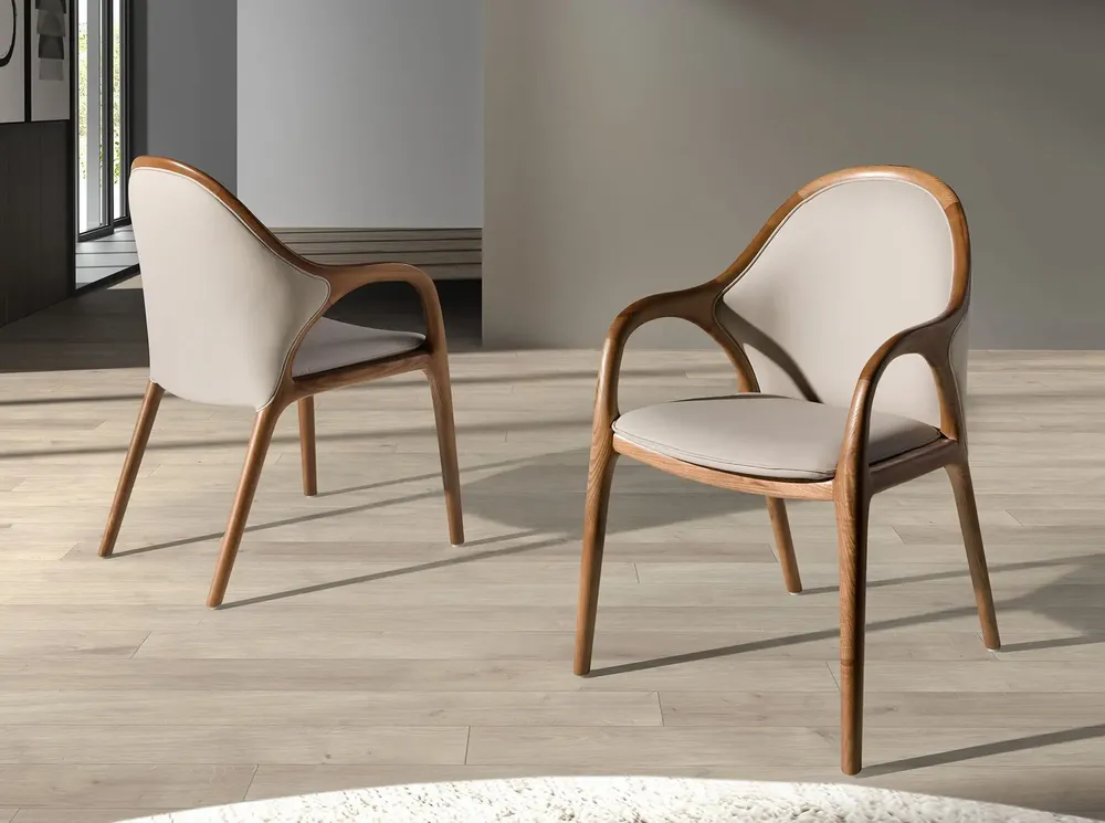 Chaises - Chaise en similicuir sable - ANGEL CERDÁ
