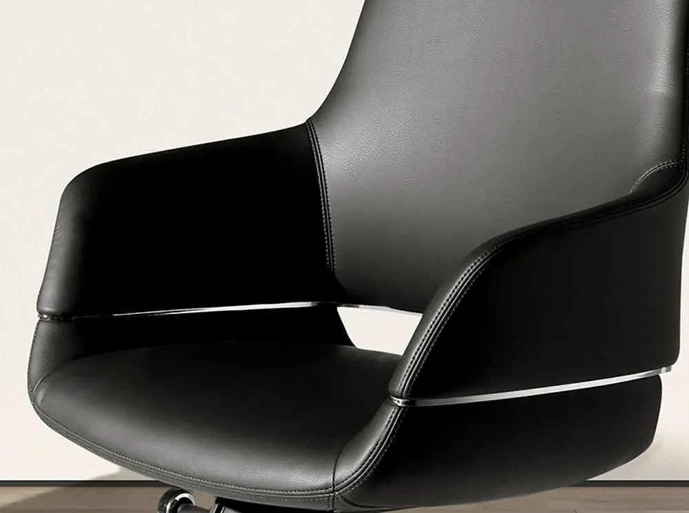 Chaises - Chaise de bureau pivotante en similicuir noir - ANGEL CERDÁ