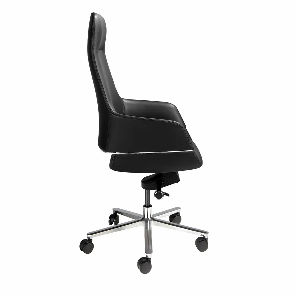 Chaises - Chaise de bureau pivotante en similicuir noir - ANGEL CERDÁ